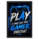 Quadro Decorativo com " PLAY " para Gamer Quarto sala Azul Quadro Decorativo com " PLAY " para Gamer Quarto sala Azul