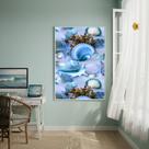 Quadro Decorativo Conchas E Estrelas Azuis-70x50cm Cor:Moldura Branca