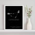 Quadro Decorativo Constelação Signo Capricórnio 45x34cm - com vidro