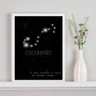 Quadro Decorativo Constelação Signo Escorpião 24x18cm - com vidro