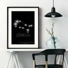 Quadro Decorativo Constelação Signo Gêmeos - 60x48cm