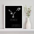Quadro Decorativo Constelação Signo Peixes 45x34cm - com vidro