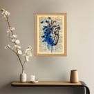Quadro Decorativo Coração Borboletas Azuis Vintage 45x34cm