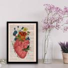 Quadro Decorativo Coração com Flores 45x34cm