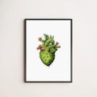 Quadro Decorativo Coração De Cacto 45x34cm - com vidro