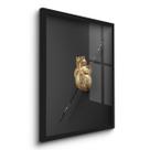Quadro Decorativo Coração Dourado Flecha 45x33 C/Vidro