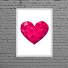 Quadro Decorativo Coração Geométrico Pink 45x34cm Quadro Decorativo Coração Geométrico Pink 45x34cm