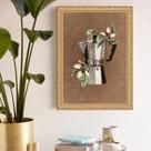 Quadro Decorativo Cozinha Bule Flores de Baunilha 33x24cm - com vidro