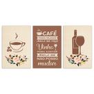 Quadro Decorativo Cozinha Café e Vinho Marrom 30x40cm Copa Cantinho Gourmet