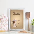 Quadro Decorativo Cozinha Café Latte 33x43cm Moldura Branca Quadro Decorativo Cozinha Café Latte 33x43cm Moldura Branca