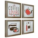 Quadro Decorativo Cozinha Café Padaria Copa 20x20cm Kit 4 un