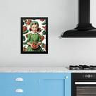 Quadro Decorativo Cozinha Menina Com Pimentões 33x24cm - com vidro