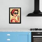 Quadro Decorativo Cozinha Pin Up Girl Sorvete 33x24cm - com vidro Quadro Decorativo Cozinha Pin Up Girl Sorvete 33x24cm - com vidro