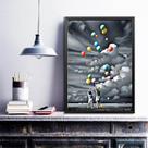 Quadro Decorativo Crianças Com Balões Coloridos 45x34cm - com vidro