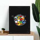 Quadro Decorativo Cubo Mágico 33x24cm - com vidro