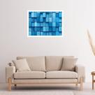 Quadro Decorativo Cubos Azuis Geométrico Abstrato 50x70cm