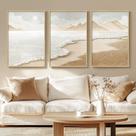 Quadro Decorativo Cuspin Boho Abstrato Praia Conjunto com 3 Peças 61x91 cm