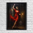 Quadro Decorativo Dançarina de Vermelho com Moldura E Acetato Tamanho A3