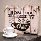 Quadro Decorativo de Madeira Bom Dia Com Uma Pitada de Fé e Dose de Café 25,5x30x1,5cm F01 - D'Rossi