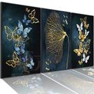 Quadro decorativo delicado 3 peças 40x60 para sala quarto borboletas