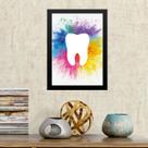 Quadro Decorativo Dente Aquarela 45x34cm - com vidro