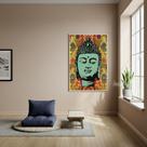Quadro Decorativo Desenho da Cabeça de Buda - 70x50cm