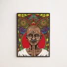 Quadro Decorativo Desenho Gandhi 24x18cm - com vidro