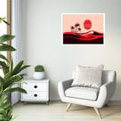 Quadro Decorativo Deserto Palmeiras Vermelho - 50x70cm
