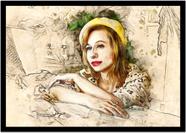 Quadro Decorativo Design Moda Fashion Modelo Ilustração Com Moldura RC011