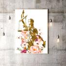 Quadro Decorativo Deusa da Justiça Estilo Aquarela 45x34cm