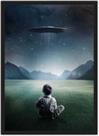 Quadro Decorativo Disco Voador Extraterrestre Ovnis Decorações Com Moldura G01