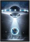 Quadro Decorativo Disco Voador Extraterrestre Ovnis Decorações Com Moldura G05