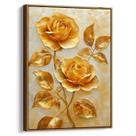 Quadro decorativo Dourado Encanto das Rosas Resplandecentes - Art Canvas Quadro decorativo Dourado Encanto das Rosas Resplandecentes - Art Canvas