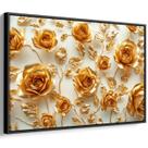 Quadro decorativo Dourado Flores Radiantes em Beleza Eterna - Art Canvas