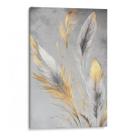 Quadro decorativo Dourado Plumas Dançando na Brisa Suave - Art Canvas