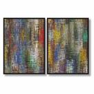 Quadro Decorativo Dupla 60x90 Para Sala Abstrato Cores Moldura
