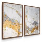 Quadro Decorativo Dupla Abstrato Gold Sala Escritório Vidro