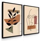 Quadro Decorativo Dupla Abstrato Moderno Arte boho Sala Casa Kit com Vidro