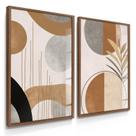Quadro Decorativo Dupla Boho Sala Quarto Kit Marrom 55x40 com Vidro