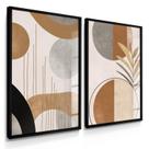 Quadro Decorativo Dupla Boho Sala Quarto Kit Marrom 55x40 com Vidro