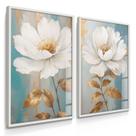 Quadro Decorativo Dupla Flor Anêmona para Sala e Escritório Luxo com Vidro