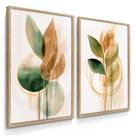 Quadro Decorativo Dupla Flores ink Verdes Decoração Sala Luxo com Moldura Quadro Decorativo Dupla Flores ink Verdes Decoração Sala Luxo com Moldura