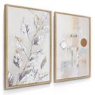Quadro Decorativo Dupla Folhagem Abstrato Prata Sala Comercial Quarto com Moldura Quadro Decorativo Dupla Folhagem Abstrato Prata Sala Comercial Quarto com Moldura