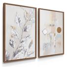 Quadro Decorativo Dupla Folhagem Abstrato Prata Sala Comercial Quarto com Moldura Quadro Decorativo Dupla Folhagem Abstrato Prata Sala Comercial Quarto com Moldura