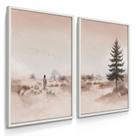 Quadro Decorativo Dupla Jesus Pastor Campo Cristo Sala 70x50 com Moldura
