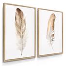 Quadro Decorativo Dupla Penas Real Decoração Quarto Sala Novo Luxo com Moldura