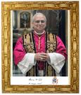 Quadro decorativo e religioso do Papa Leão X I V, foto oficial e o brasão, Modelo 02, Tam.30x25cm. Angelus