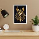 Quadro Decorativo Egípcio Anubis - Preto e Dourado 24x18cm