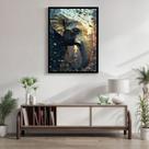 Quadro Decorativo Elefante Abstrato 007 Moldura em Madeira 60x80cm