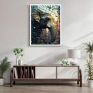 Quadro Decorativo Elefante Abstrato 007 Moldura em Madeira 60x80cm